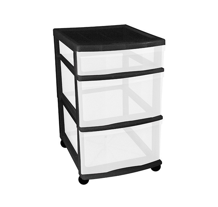 Clear Floor 3 Drawer Storage With Wheels - Black - Gracious Living ...