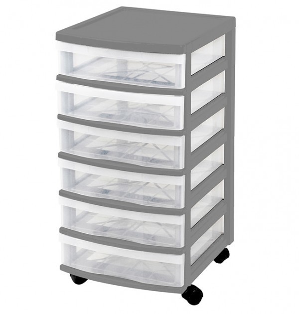 Clear Floor Storage - 6 Drawers w/ Wheels - Assorted Colours - Gracious ...